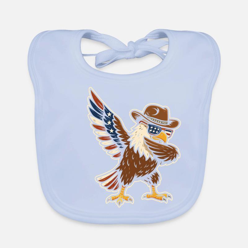 Cool eagle with cowboy hat and glasses Organic Baby Bibs