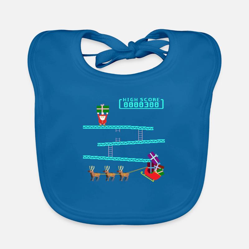 Santa Kong - Bavoir bio Bébé - bleu paon