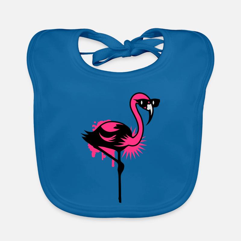 Flamingo mit Sonnenbrille - Baby Bio-Lätzchen - Pfauenblau