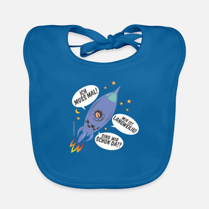 Astronaut in Rakete - Baby Bio-Lätzchen - Pfauenblau