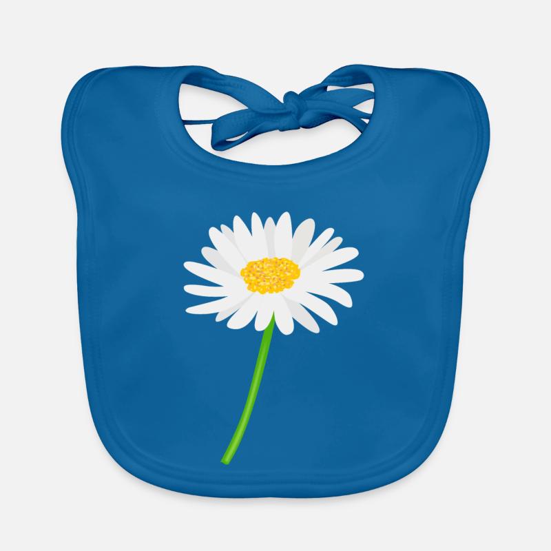 Blume Gänseblümchen mit Stiel - Baby Bio-Lätzchen - Pfauenblau