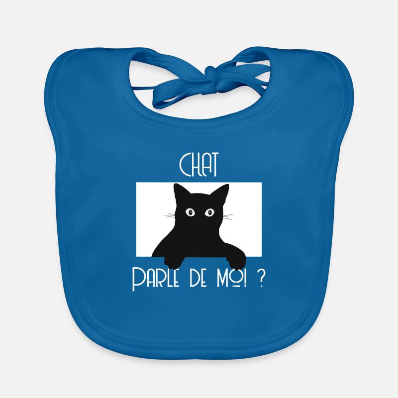 Chat parle de moi ? Humour chat - Bavoir bio Bébé - bleu paon