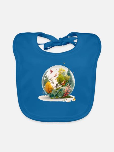 The miniature drill - Organic Baby Bibs - peacock-blue - Front