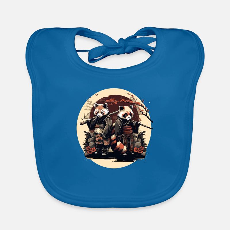 red panda 7 - Bavoir bio Bébé - bleu paon