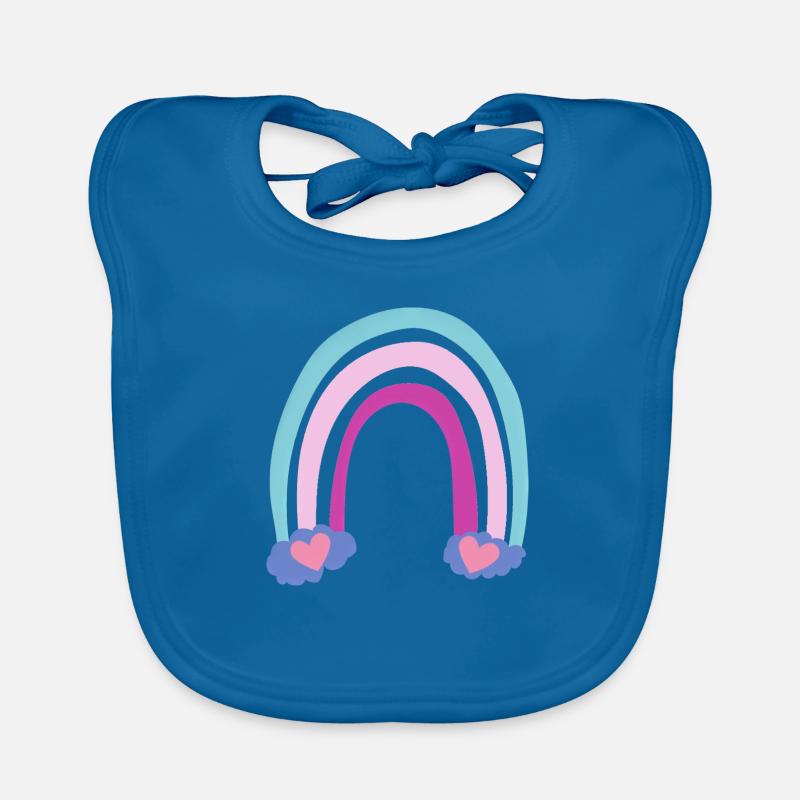 Regenbogen mit Herzen lila rosa blau, Rainbow Baby Bio-Lätzchen