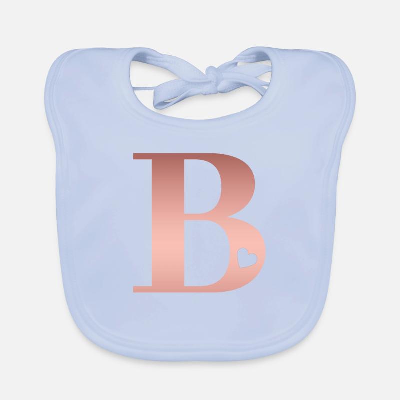 letter B rose gold Organic Baby Bibs