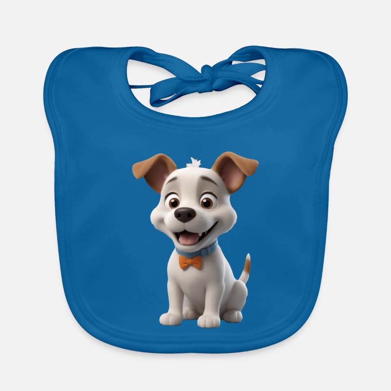 Cher chiot avec nœud papillon - Bavoir bio Bébé - bleu paon