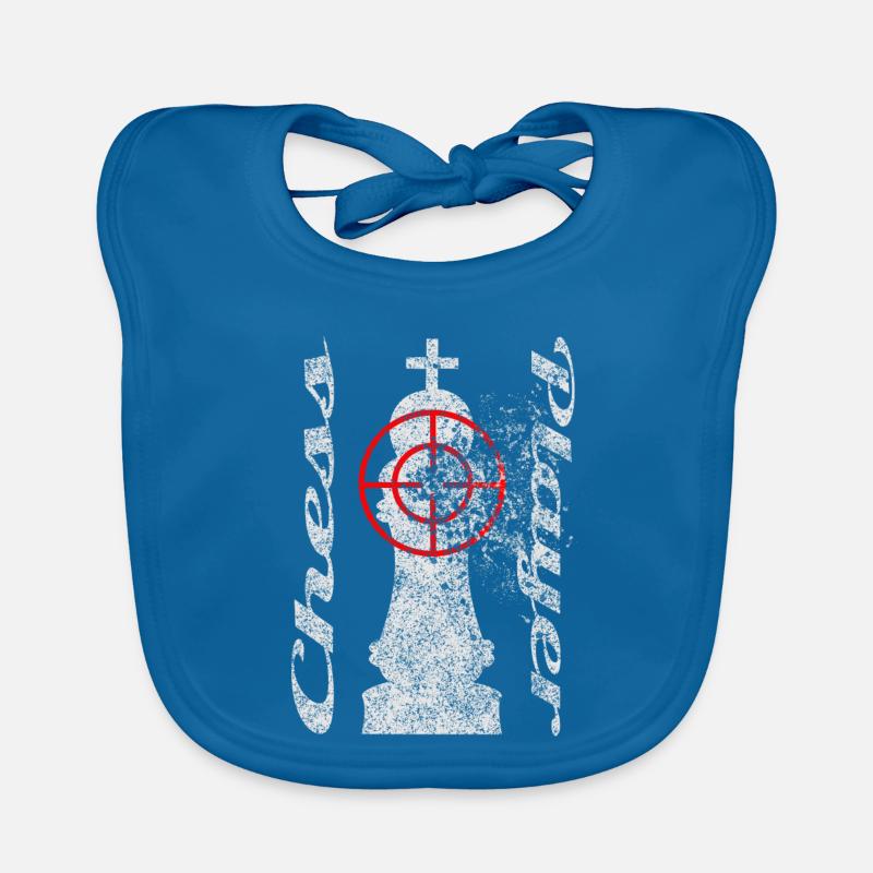 Motif d’échecs avec réticule - Bavoir bio Bébé - bleu paon