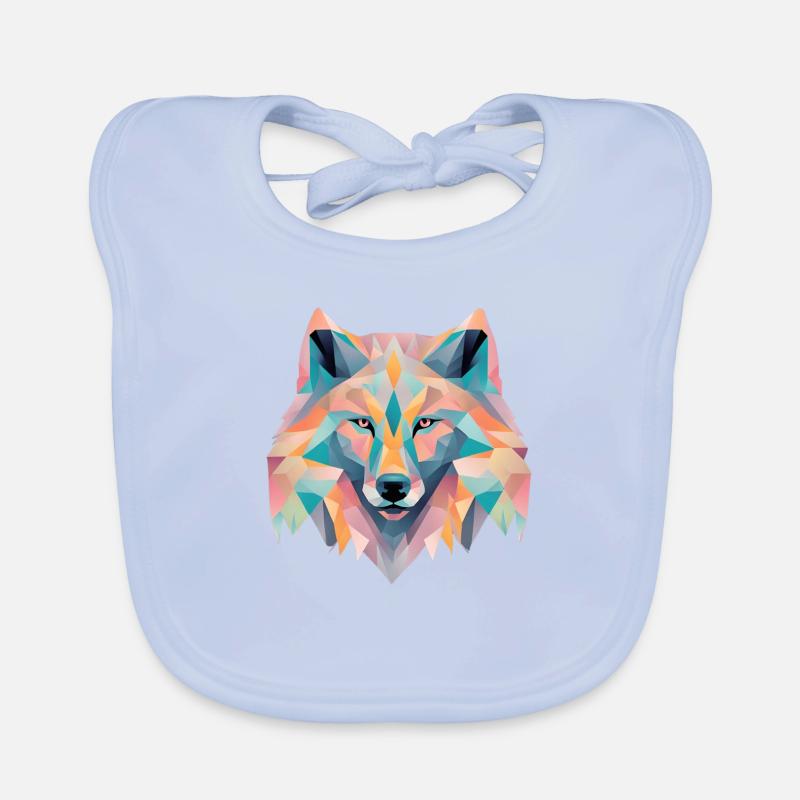 Geometric wolf gift Organic Baby Bibs