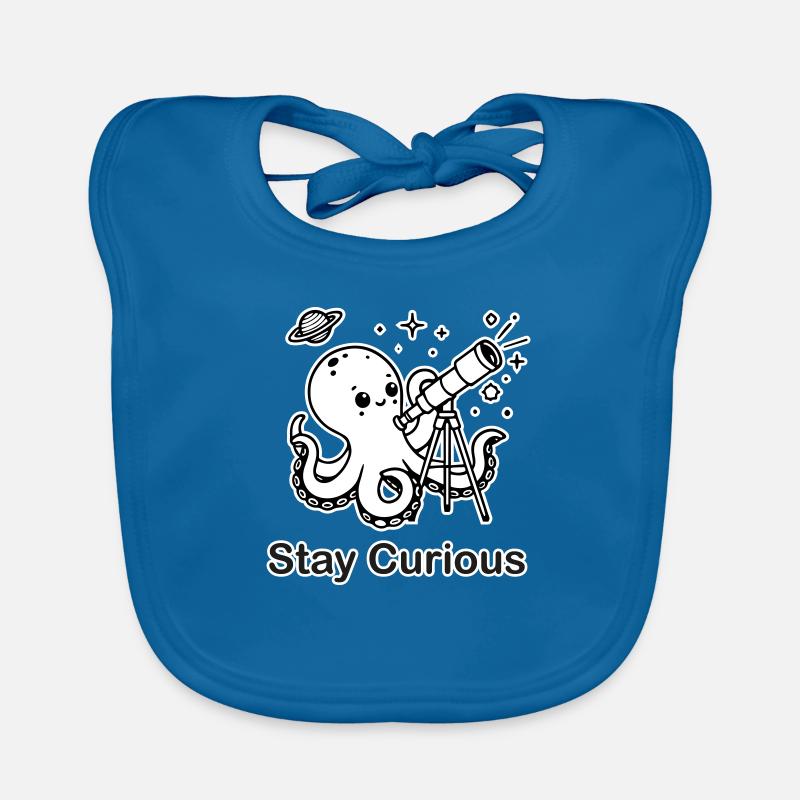 Octopus looking through telescope - Stay Curious Organic Baby Bibs