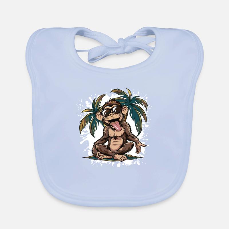 Monkey Island Palm Tree Organic Baby Bibs