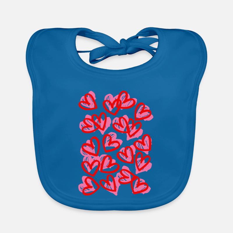 Heartfelt Doodle Hearts Pattern Organic Baby Bibs