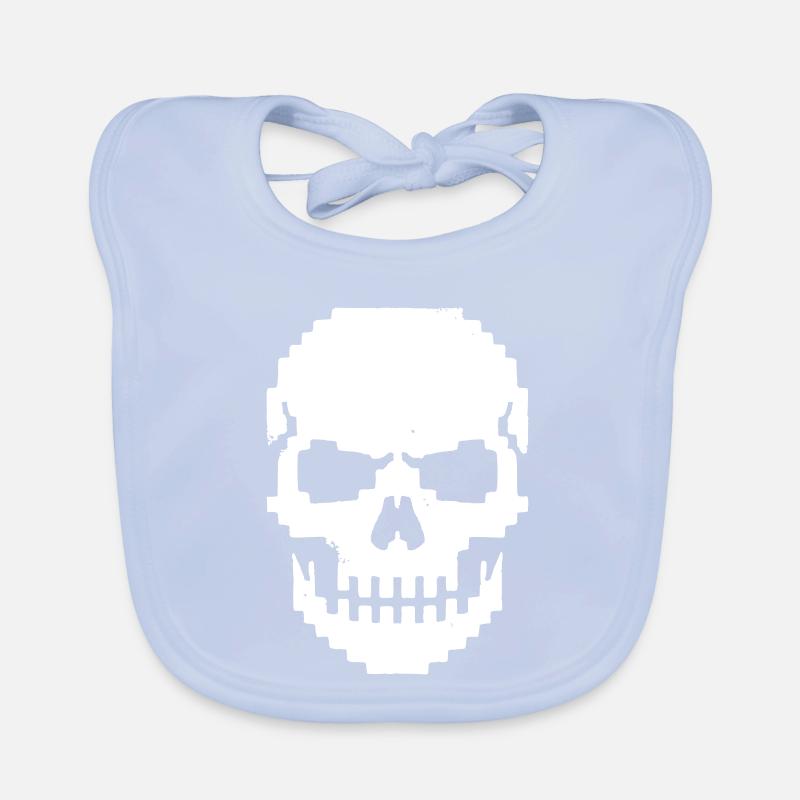 Pixel Skull Jaw 8-Bit Organic Baby Bibs