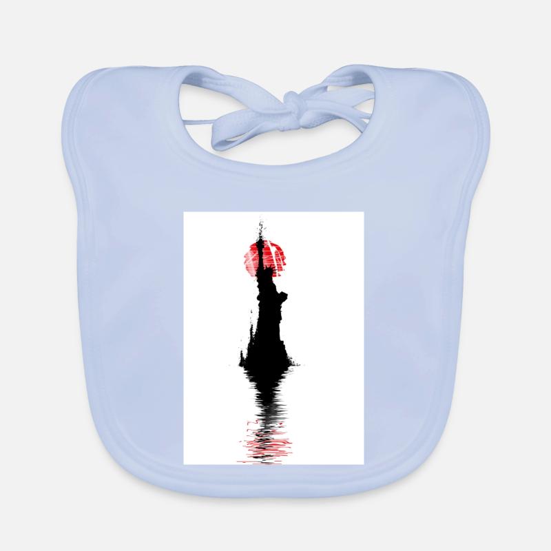 Liberty silhouette, red sun reflection Organic Baby Bibs