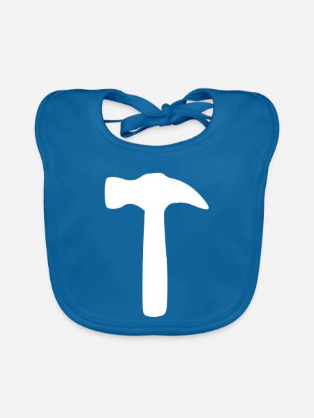 Hammer Heimwerker Handwerker Geschenk - Baby Bio-Lätzchen - Pfauenblau