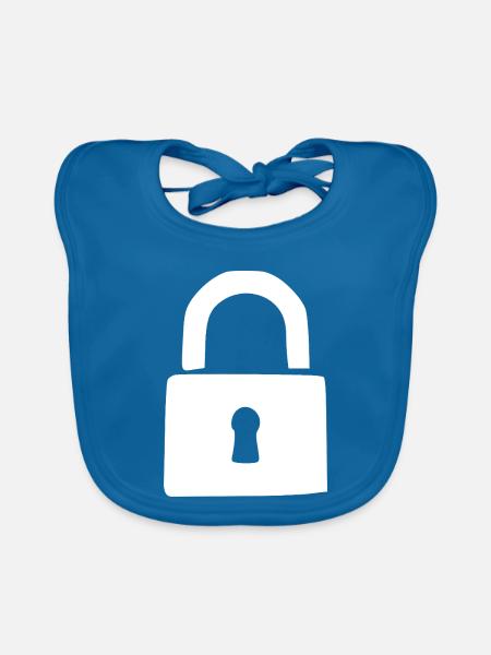 Vorhängeschloss weiß Geschenk - Baby Bio-Lätzchen - Pfauenblau - Vorne