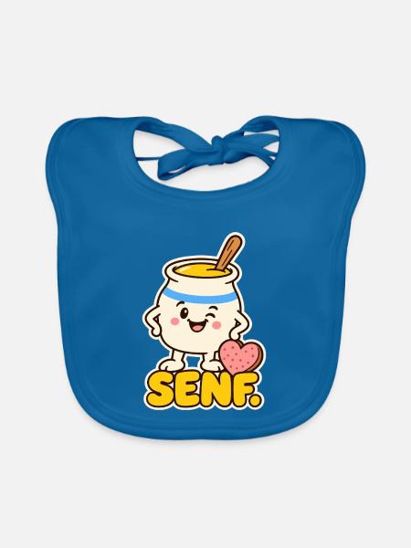 Senf Kostüm Paar - Baby Bio-Lätzchen - Pfauenblau - Vorne