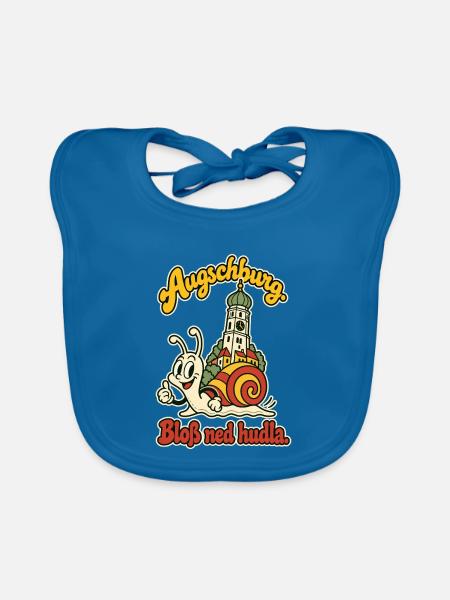 Augschburg Bloß ned hudla - Baby Bio-Lätzchen - Pfauenblau - Vorne