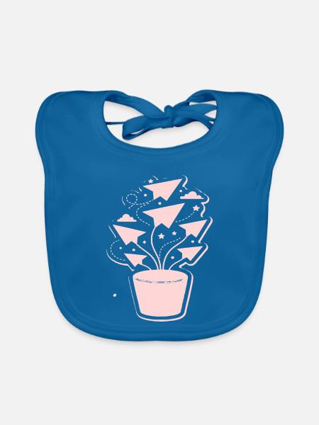 Pastellpapierflug Blütenzauber - Baby Bio-Lätzchen - Pfauenblau - Vorne