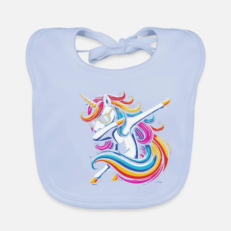 Regenbogen Einhorn mit Sonnenbrille Comic Kunst Baby Bio-Lätzchen