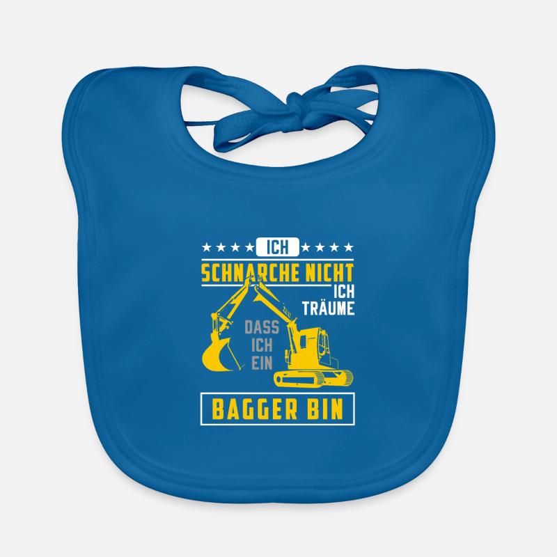 Bagger Schnarchen Baggerfahrer Schlafen Spruch - Baby Bio-Lätzchen - Pfauenblau