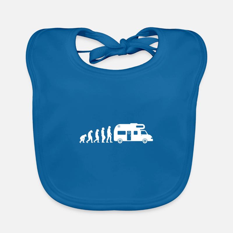 Camper Van Camping Evolution Caravan Motorhome - Organic Baby Bibs - peacock-blue