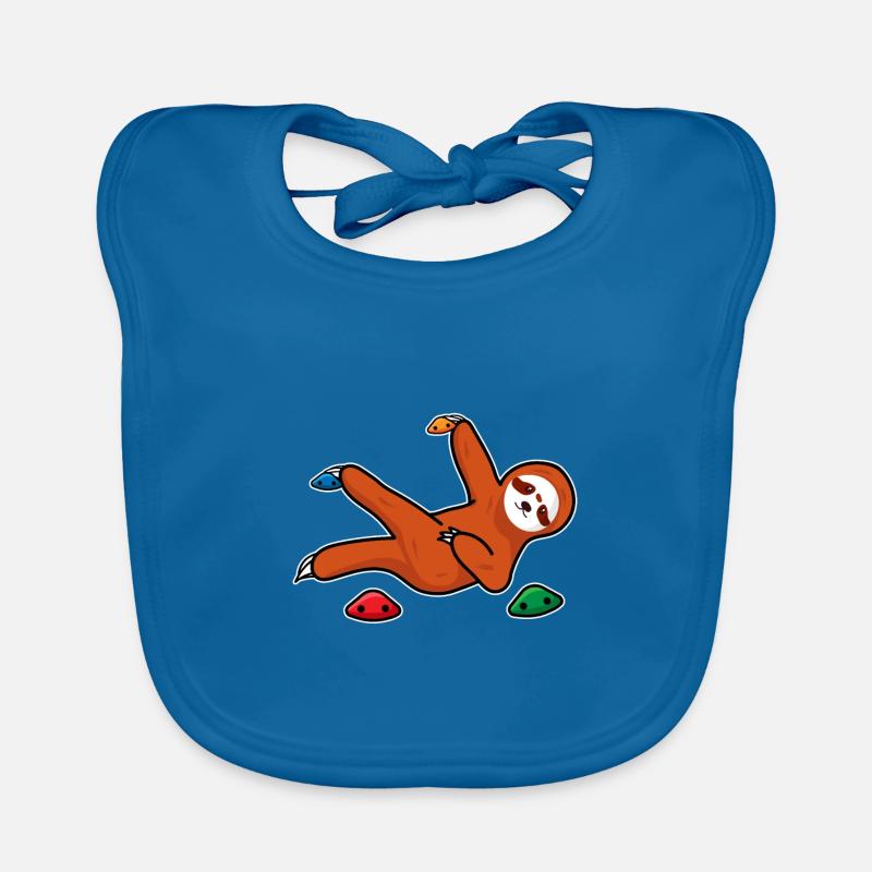 Boulder gift sloth on climber climbing wall Organic Baby Bibs