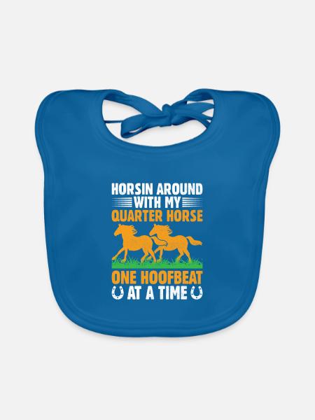 American Quarter Horse Equestrian Horse Lover Hors - Organic Baby Bibs - peacock-blue - Front