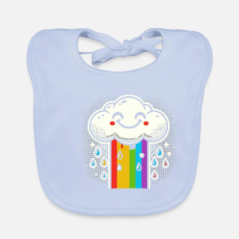 Lachende Wolke mit Regenbogen Comic Kunst Baby Bio-Lätzchen