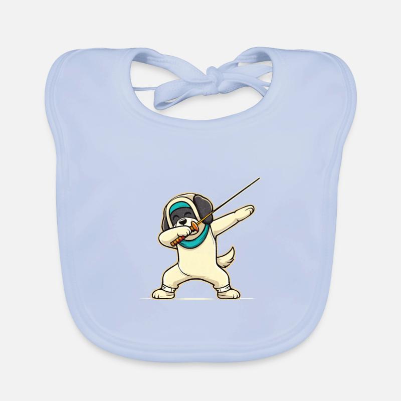 Doublage Chien Escrimeur Clôture Épée Épée Escrime Bavoir bio Bébé