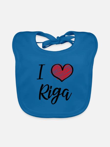 I Love Riga - Baby Bio-Lätzchen - Pfauenblau - Vorne