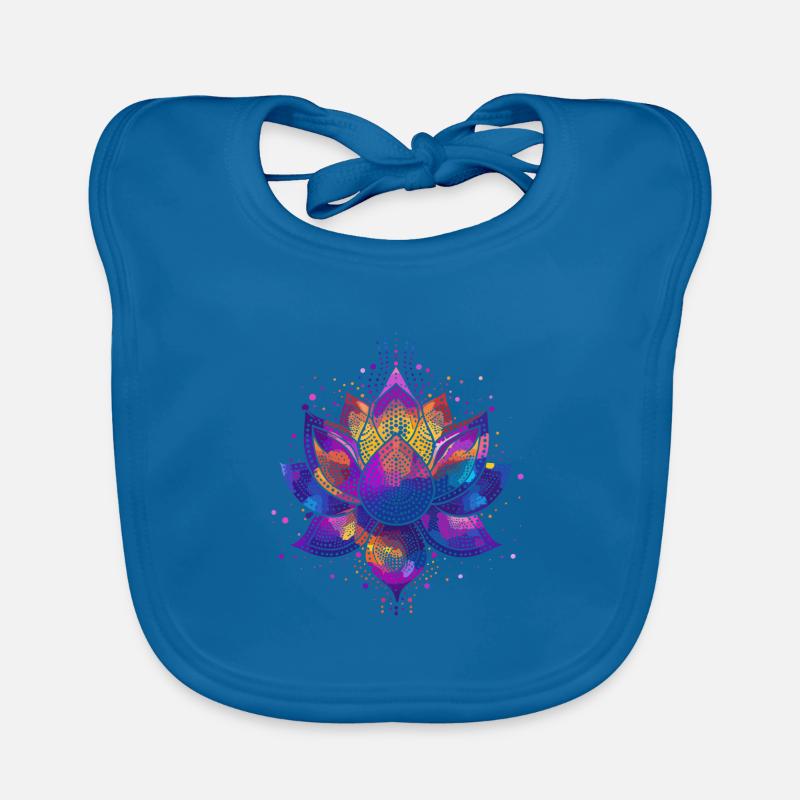 Fleur de lotus - symbole de sérénité et de beauté - Bavoir bio Bébé - bleu paon