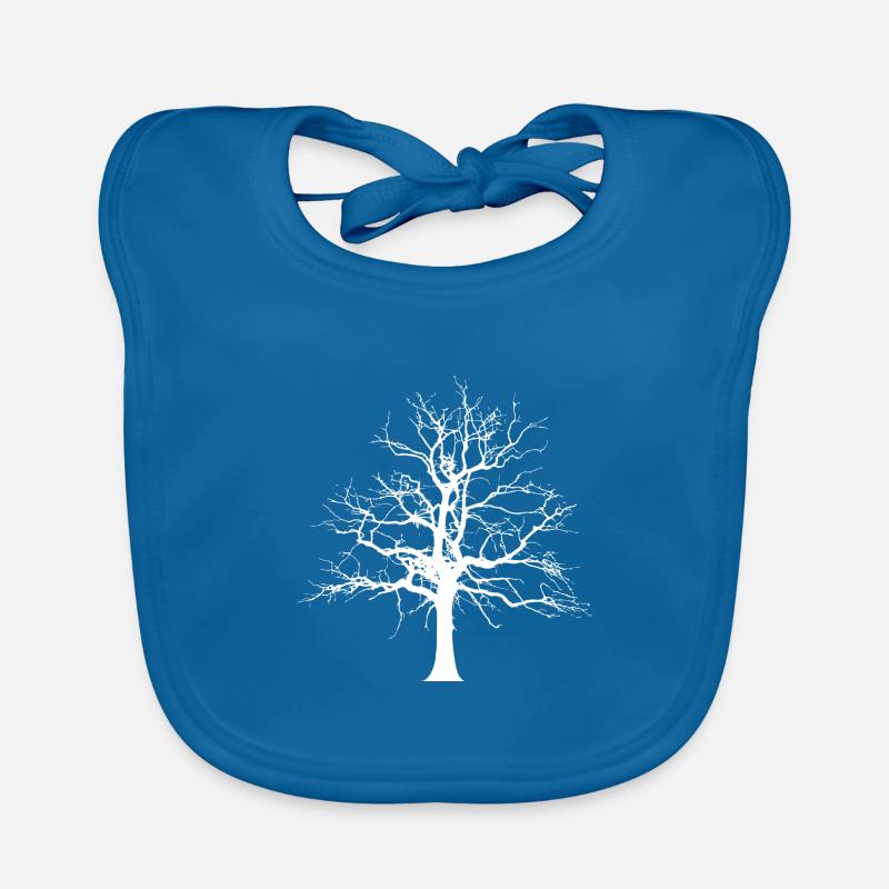 Arbre hiver automne - Bavoir bio Bébé - bleu paon