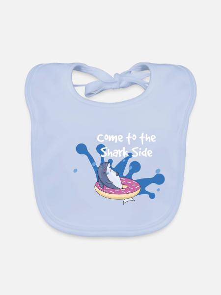 come on the dark shark side - Organic Baby Bibs - sky blue - Front