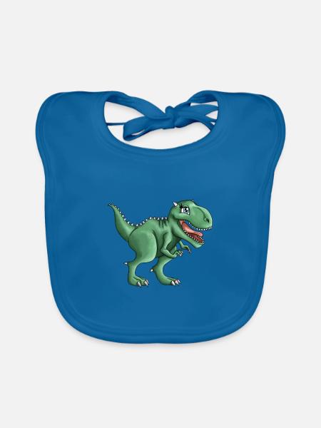 T-rex Tyrannosaurus Rex Dino Illustration - Baby Bio-Lätzchen - Pfauenblau - Vorne