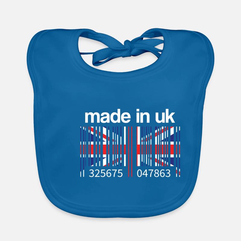 Angleterre Royaume-Uni Drapeau Code à barres Fabriqué au Royaume-Uni Bavoir bio Bébé