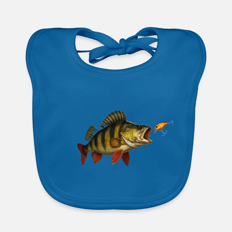 Perch at the Bite – Predatory Fish & Wobbler Design Organic Baby Bibs