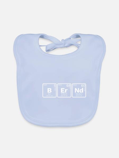Bernd PSE Nerd Chimie Éléments Tableau périodique - Bavoir bio Bébé - bleu ciel - Devant