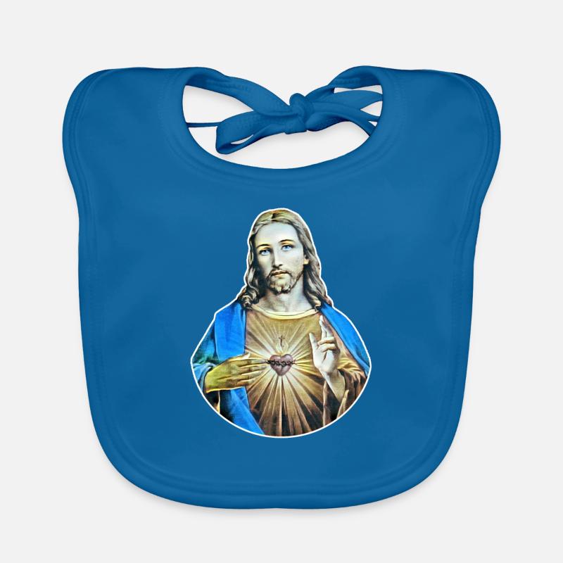 Jésus-Christ * Style rétro de Jésus-Christ - Bavoir bio Bébé - bleu paon
