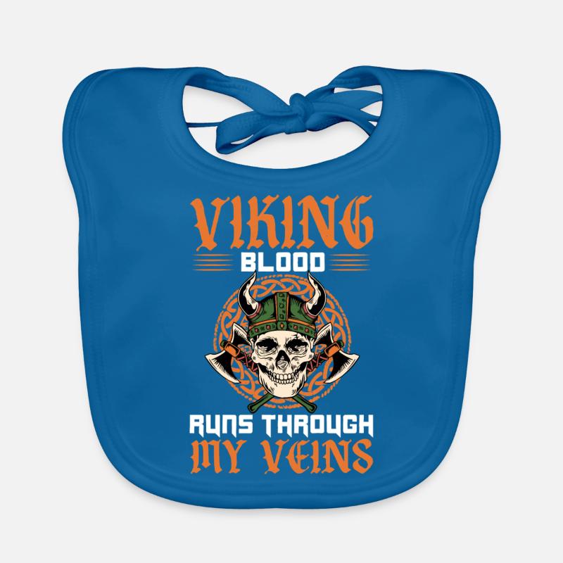 Viking Warrior - Le sang viking coule à travers mon - Bavoir bio Bébé - bleu paon