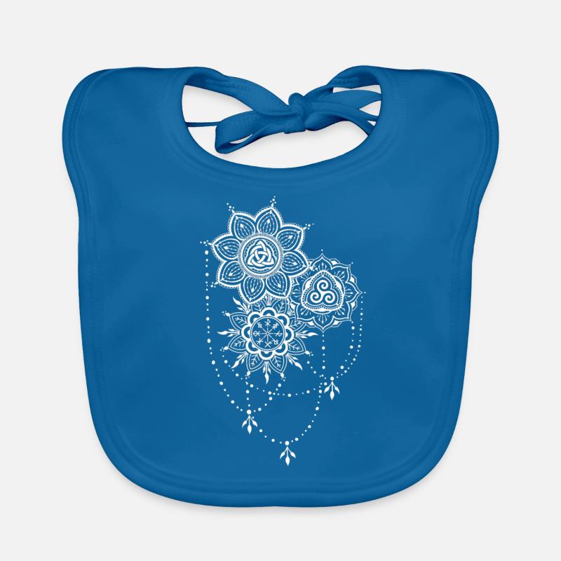 Celtic Henna Mandala Tattoo, white Organic Baby Bibs