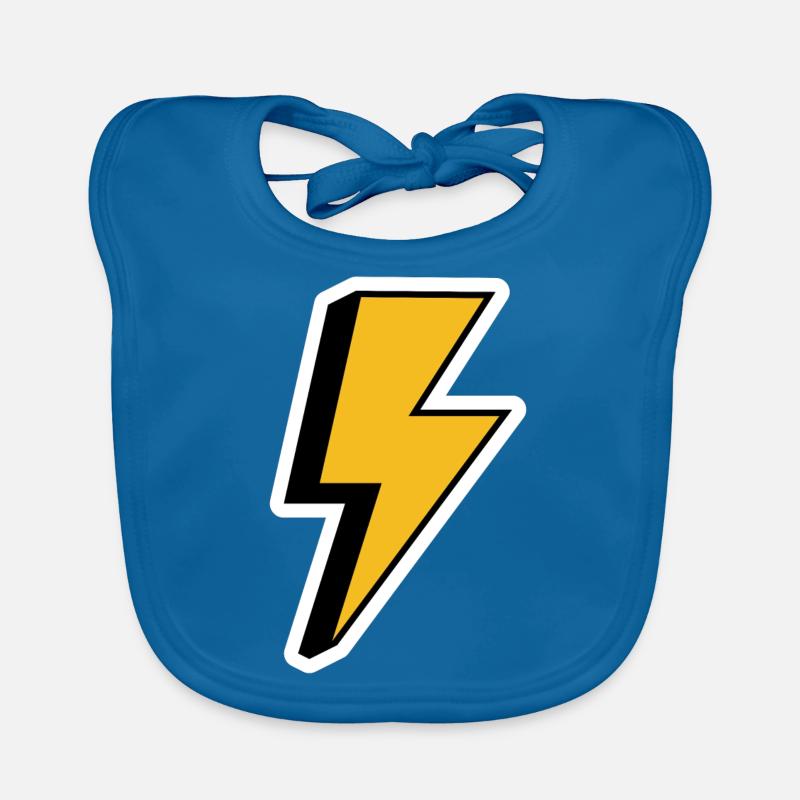 Rétro Lightning - Bavoir bio Bébé - bleu paon
