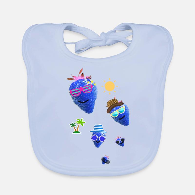 Erdbeere, blau, Sommer, sonne,artwork,Erdbeeren Baby Bio-Lätzchen