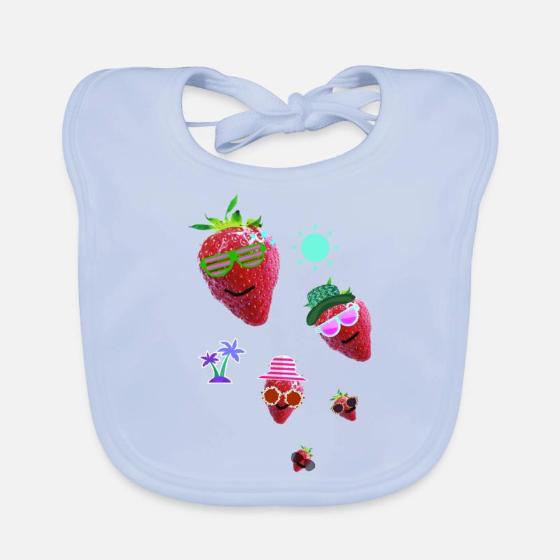 Strawberry, Red, Summer, Sun,Artwork,Strawberries Organic Baby Bibs
