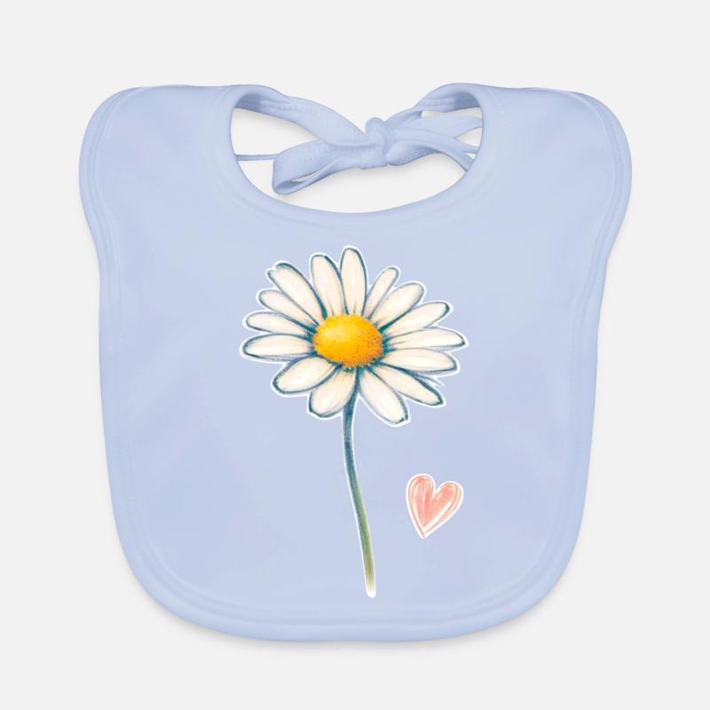Daisy daisy with a small heart Organic Baby Bibs