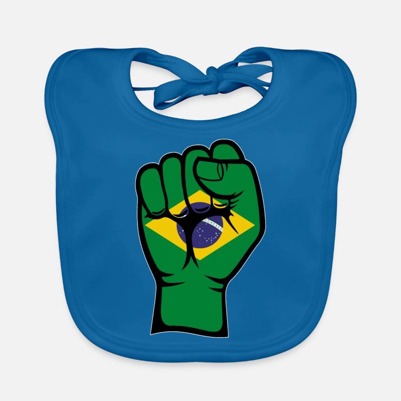 Drapeau du Brésil Symbole de la main du poing Bavoir bio Bébé