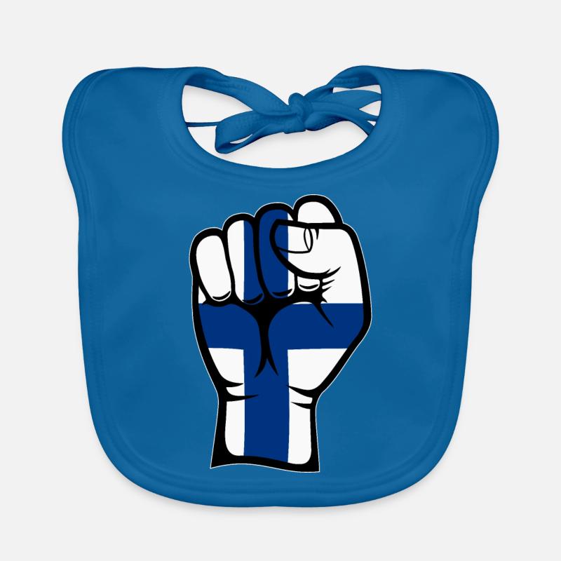 Drapeau de la Finlande Symbole de la main du poing Bavoir bio Bébé