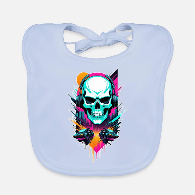 Skull Steampunk Neon Organic Baby Bibs