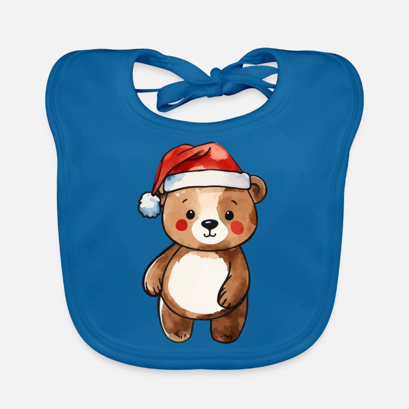 Bear Christmas Drawing Organic Baby Bibs