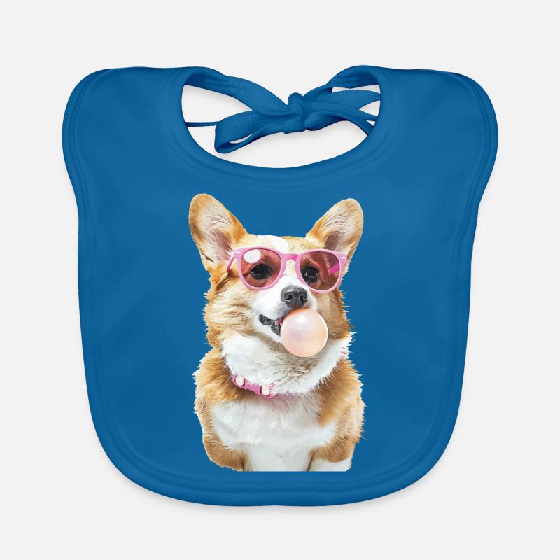 Corgi - Baby Bio-Lätzchen - Pfauenblau